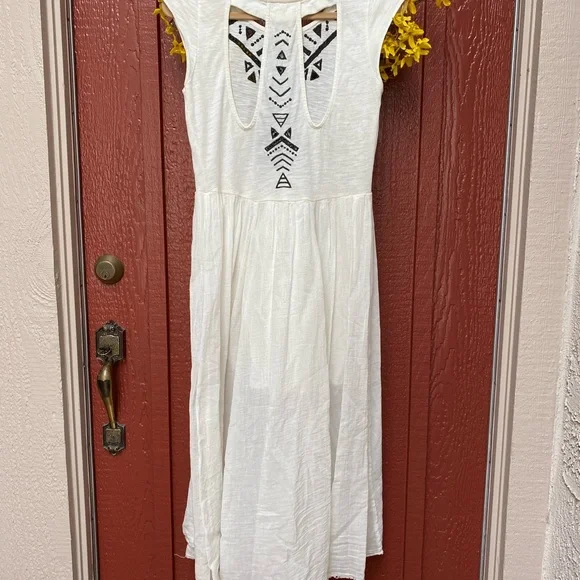 Free People Toosaloosa Slub Meadow Ivory Casual Maxi Dress XS 🌿A6 - Picture 8 of 16